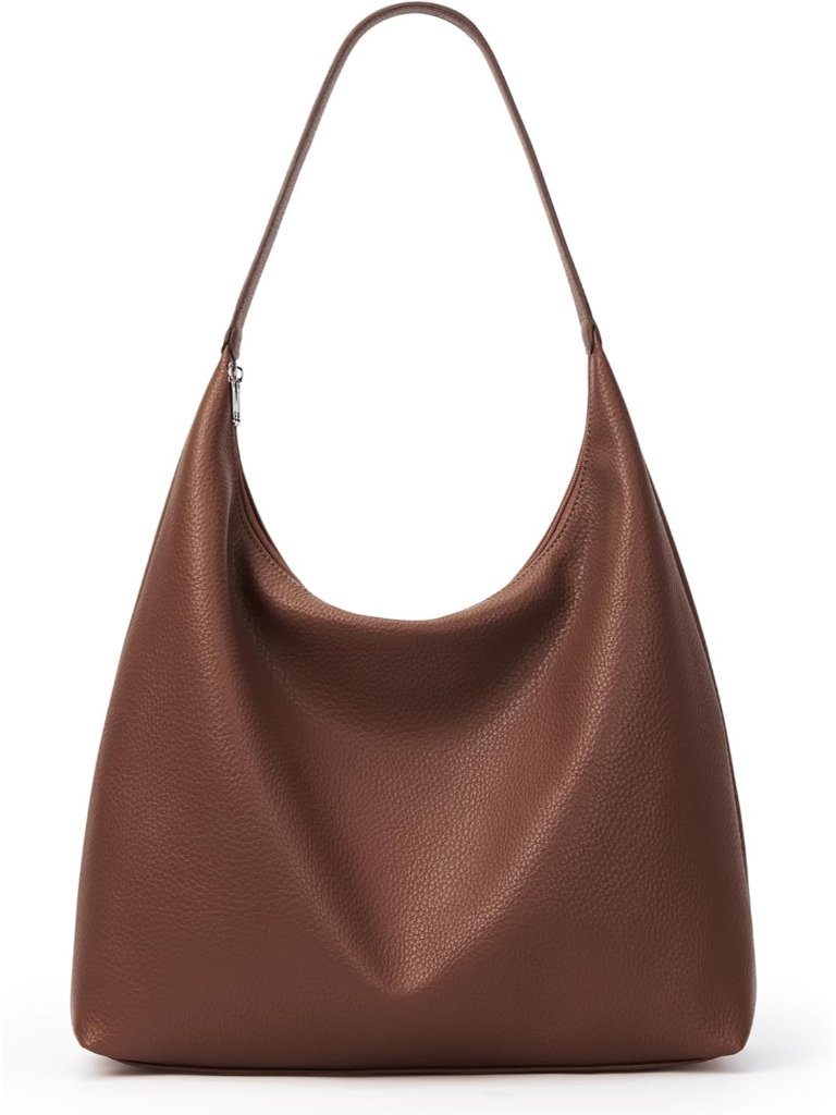 Slouchy Tote Bag 18l Casual Vegan Leather Crescent Hobo Zipper Bag | Everyday So
